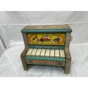 Vintage Fisher Price 1969 Change-A-Tune Piano #910 Wooden Musical Toy